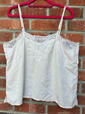 Lulu's Pale Blush Satin Lace-Trim Cami